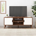 White and Walnut 47.25-Inch TV Stand with 3 Drawers