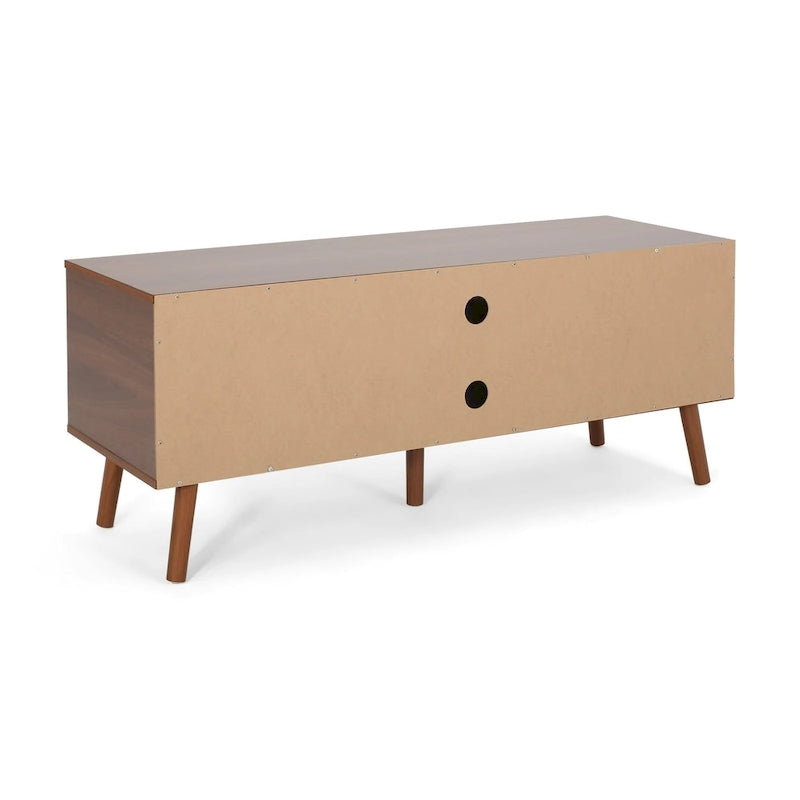 White and Walnut 47.25-Inch TV Stand with 3 Drawers