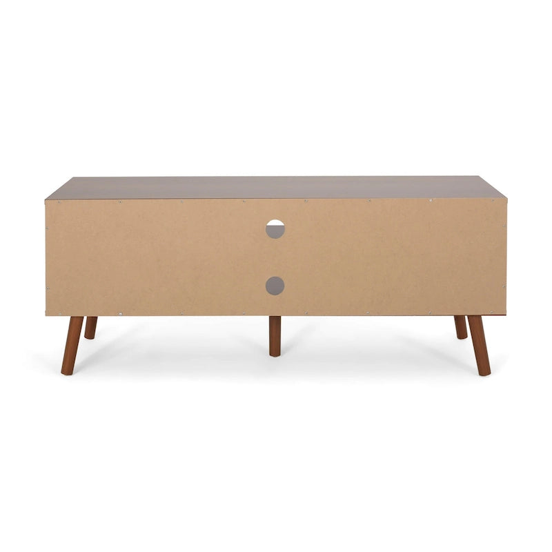 White and Walnut 47.25-Inch TV Stand with 3 Drawers