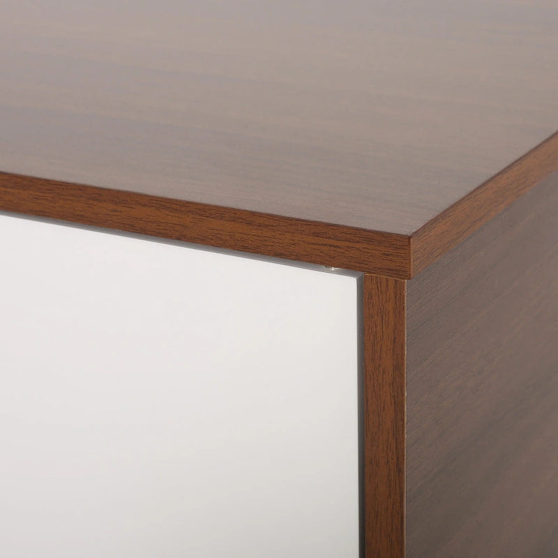 White and Walnut 47.25-Inch TV Stand with 3 Drawers