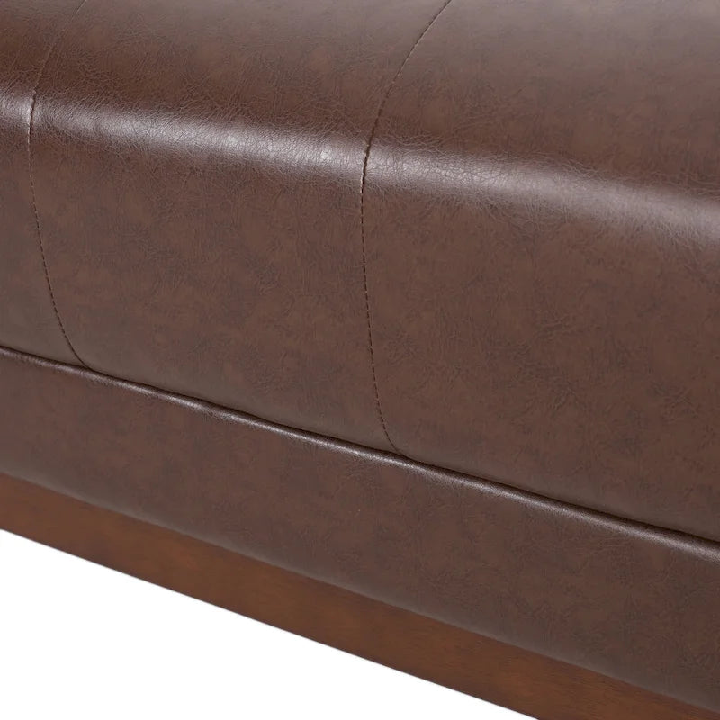 Dark Brown Button-Tufted 3-Seater Sofa with Wood Frame