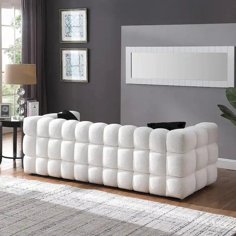 84.3-Inch Boucle 3-Seater Sofa with Accent Pillows