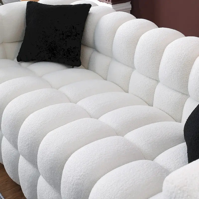 84.3-Inch Boucle 3-Seater Sofa with Accent Pillows