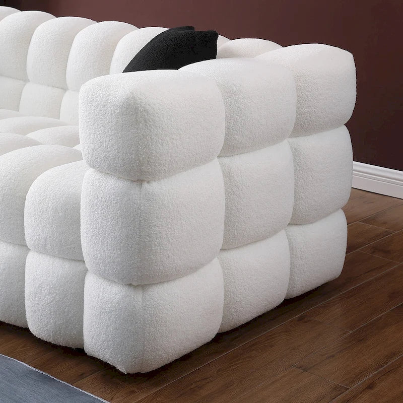 84.3-Inch Boucle 3-Seater Sofa with Accent Pillows