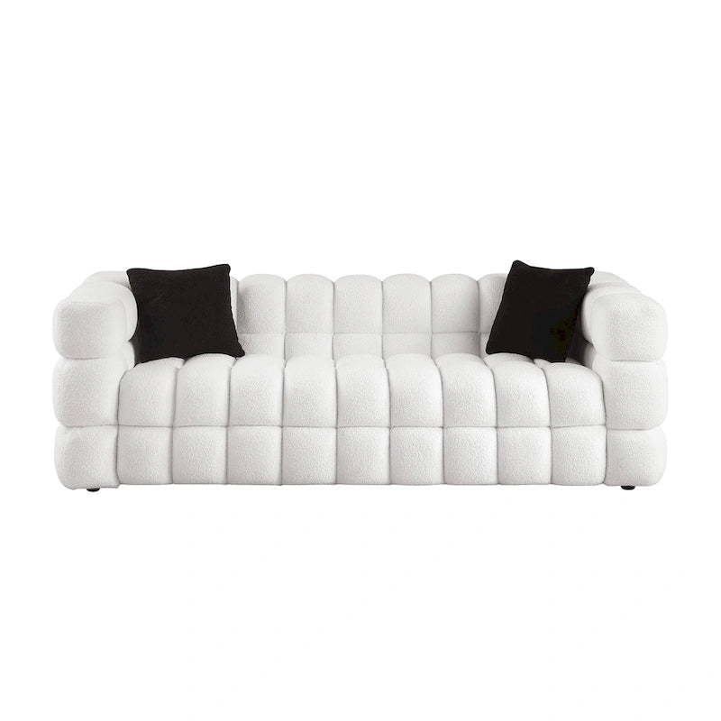 84.3-Inch Boucle 3-Seater Sofa with Accent Pillows