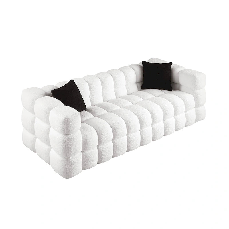 84.3-Inch Boucle 3-Seater Sofa with Accent Pillows