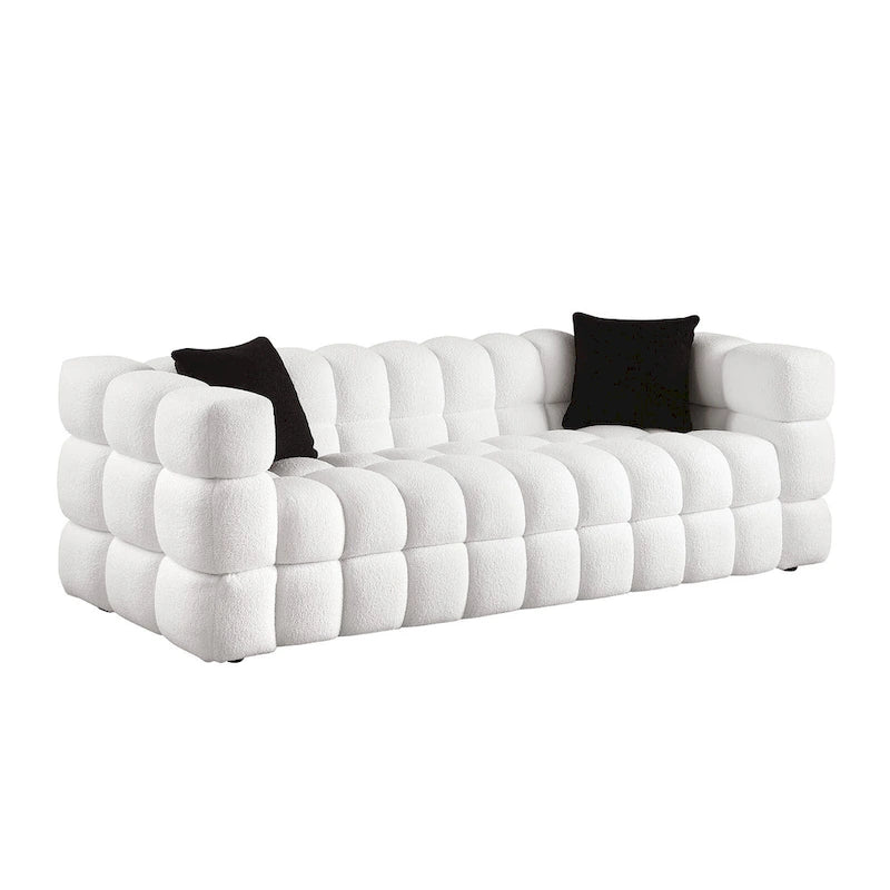 84.3-Inch Boucle 3-Seater Sofa with Accent Pillows