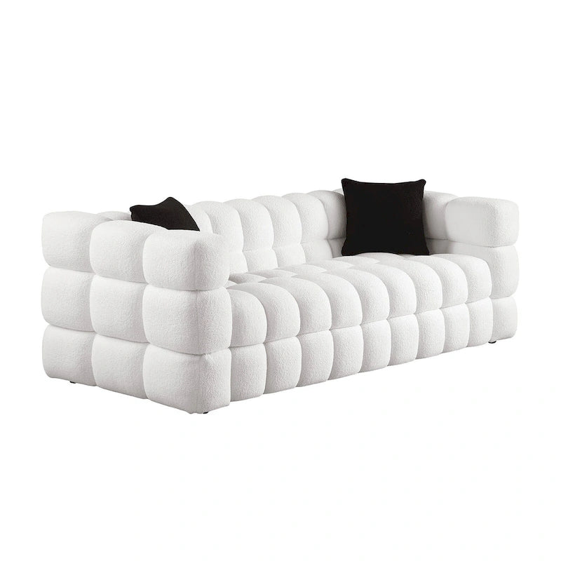 84.3-Inch Boucle 3-Seater Sofa with Accent Pillows