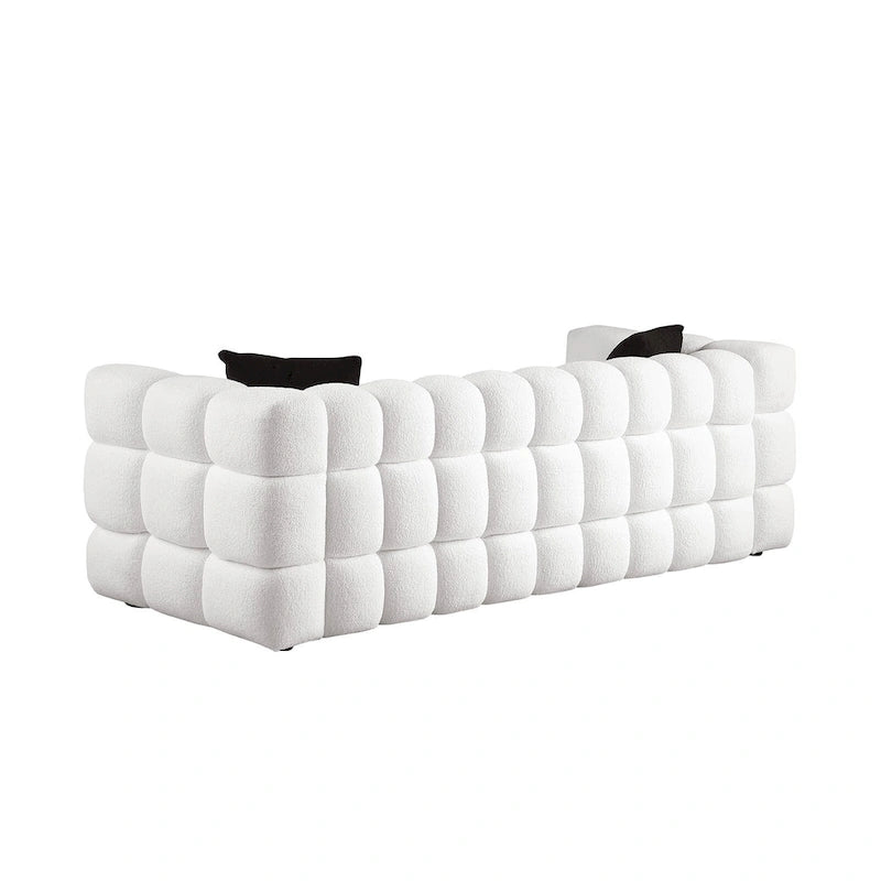 84.3-Inch Boucle 3-Seater Sofa with Accent Pillows