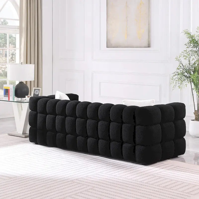 84.3-Inch Boucle 3-Seater Sofa with Accent Pillows