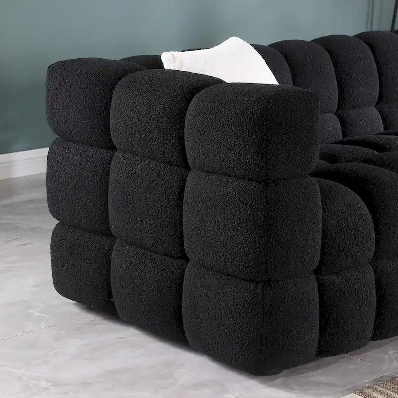 84.3-Inch Boucle 3-Seater Sofa with Accent Pillows
