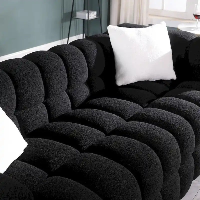 84.3-Inch Boucle 3-Seater Sofa with Accent Pillows