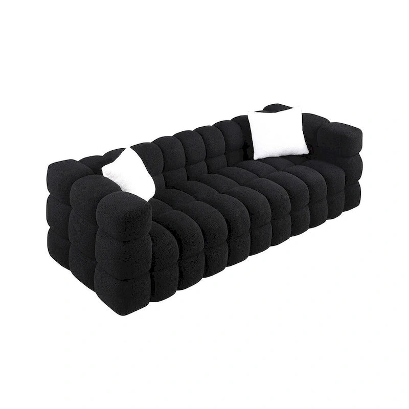 84.3-Inch Boucle 3-Seater Sofa with Accent Pillows