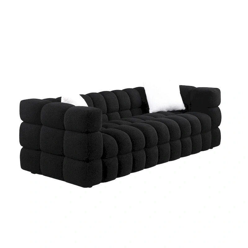 84.3-Inch Boucle 3-Seater Sofa with Accent Pillows