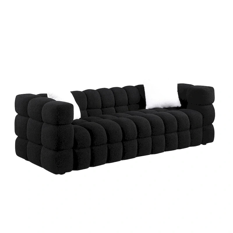 84.3-Inch Boucle 3-Seater Sofa with Accent Pillows