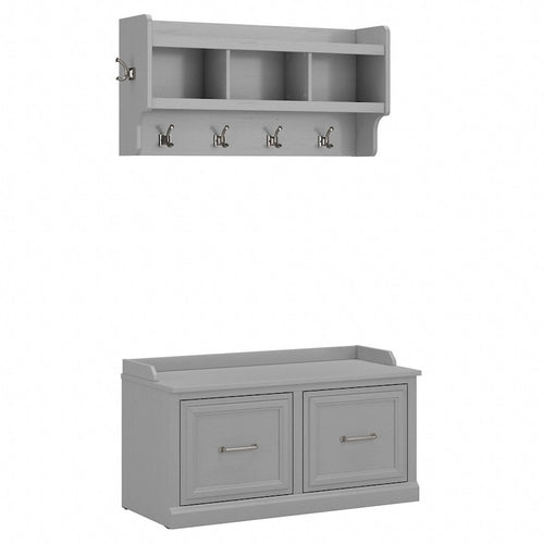 40-Inch Shoe Storage Bench with Doors and Wall Coat Rack