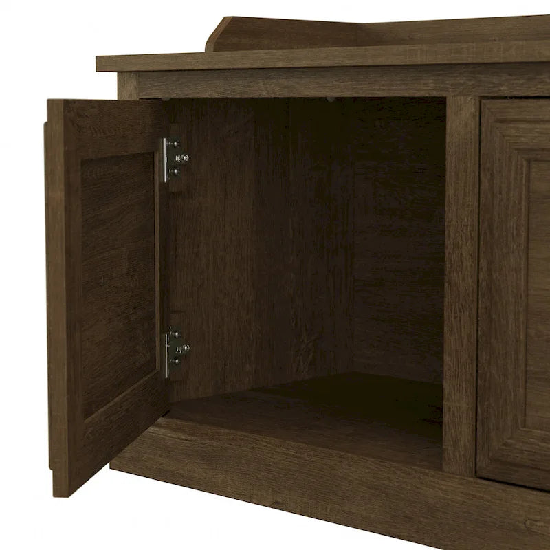 40-Inch Shoe Storage Bench with Doors and Wall Coat Rack