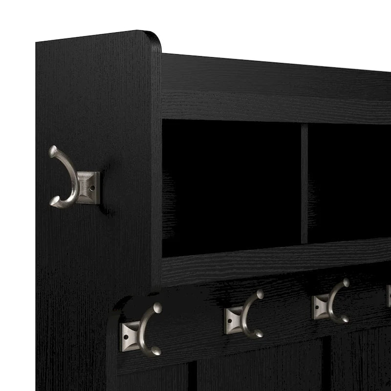 40-Inch Shoe Storage Bench with Doors and Wall Coat Rack