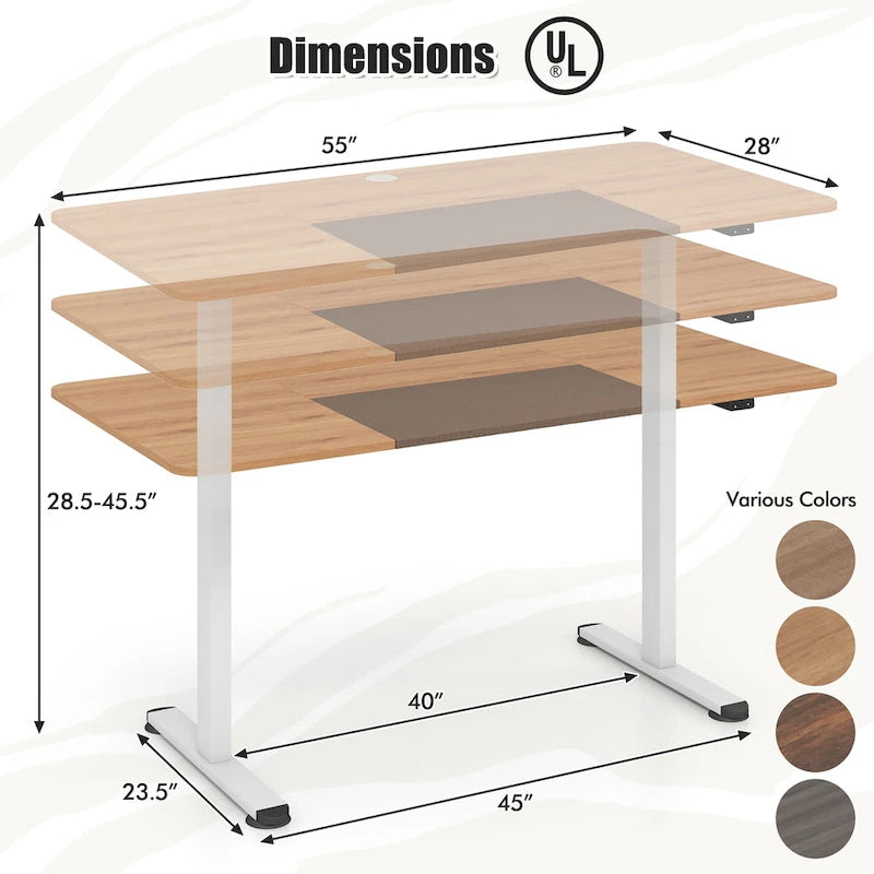 55-Inch Electric Height-Adjustable Standing Desk