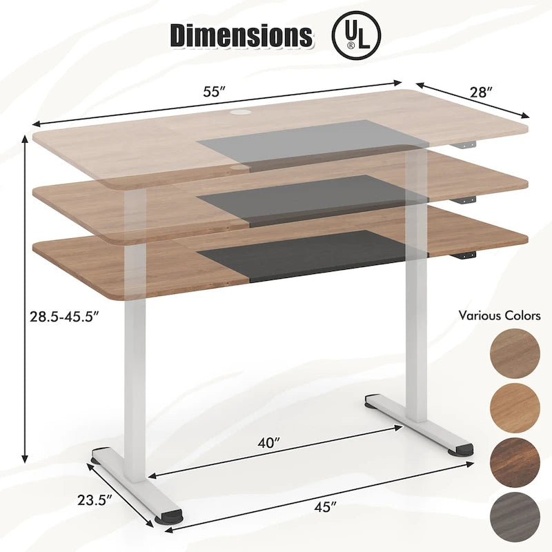 55-Inch Electric Height-Adjustable Standing Desk