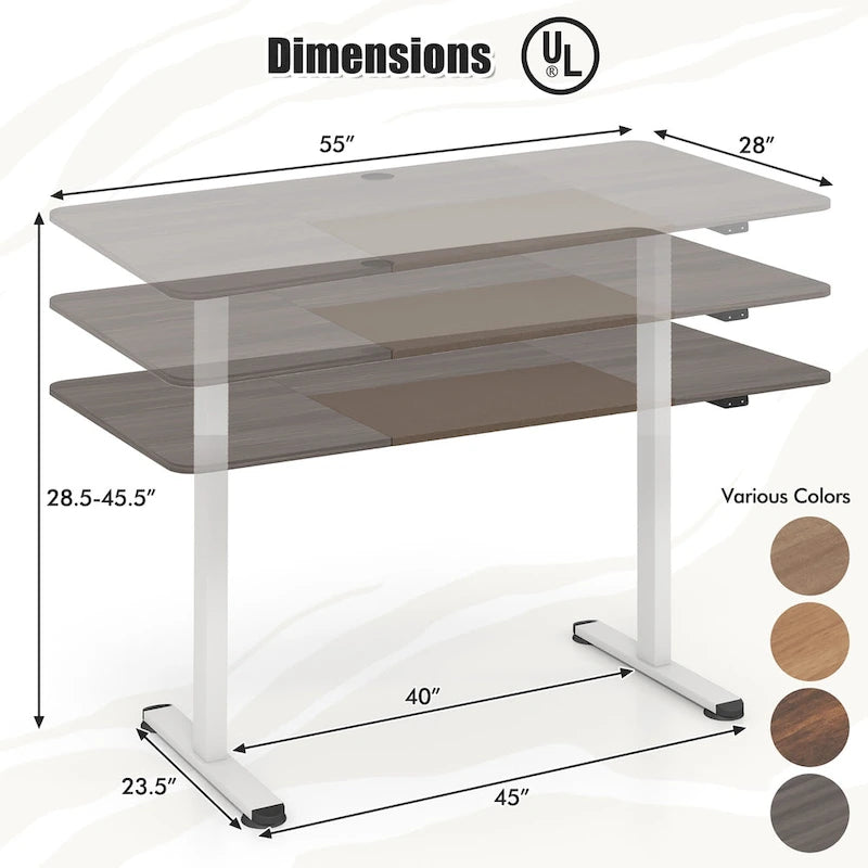 55-Inch Electric Height-Adjustable Standing Desk