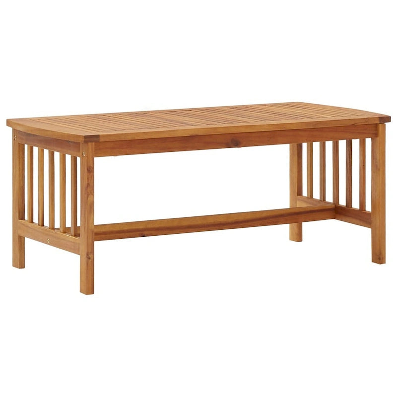 40-Inch Rectangular Slatted Acacia Wood Coffee Table, Brown