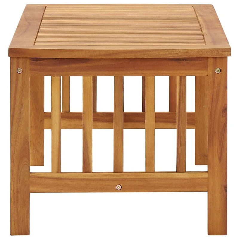 40-Inch Rectangular Slatted Acacia Wood Coffee Table, Brown
