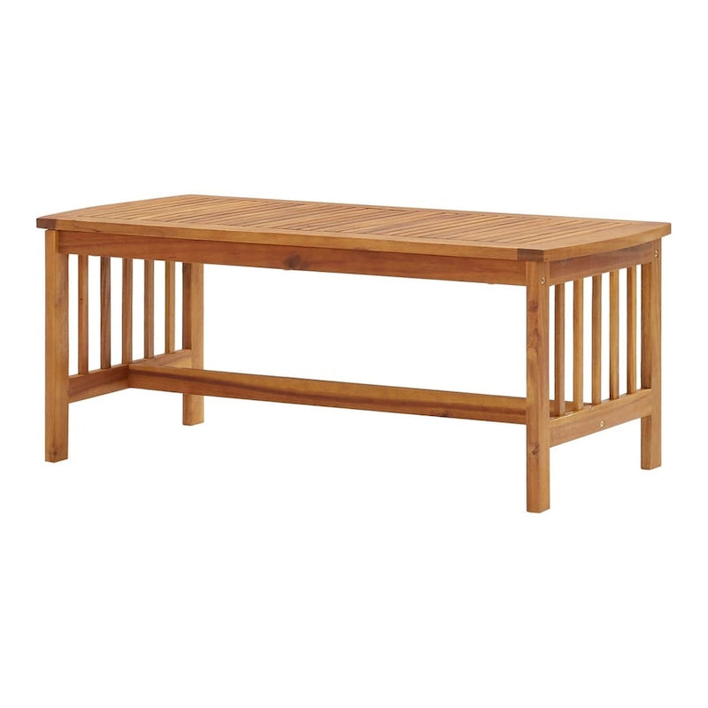 40-Inch Rectangular Slatted Acacia Wood Coffee Table, Brown