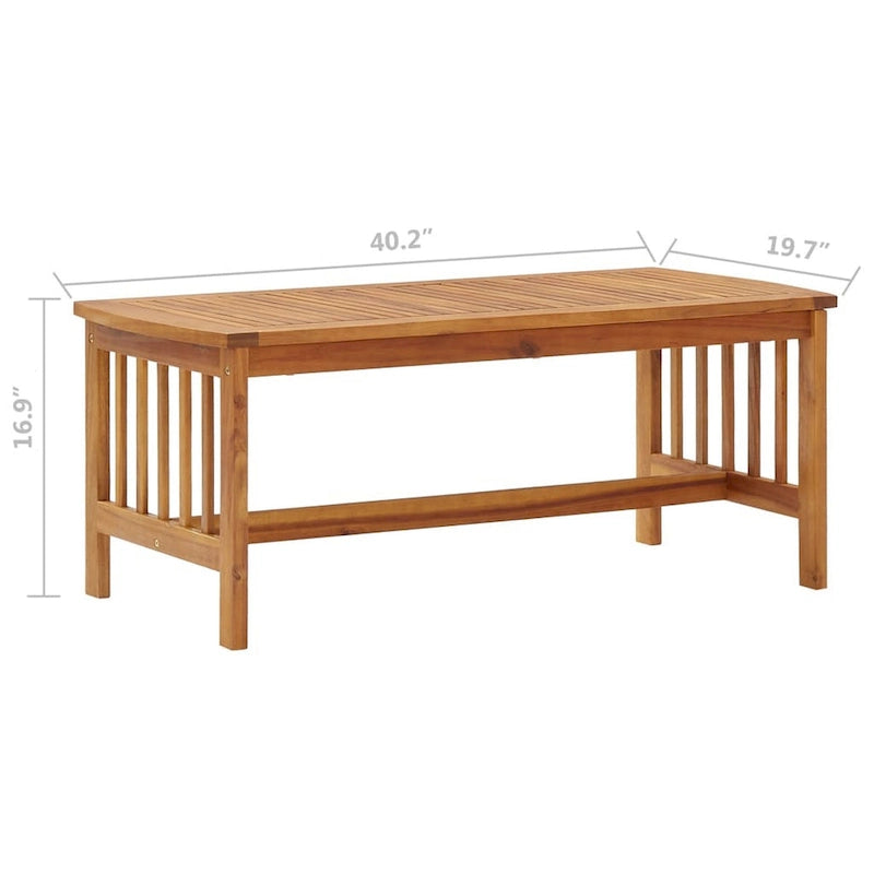 40-Inch Rectangular Slatted Acacia Wood Coffee Table, Brown