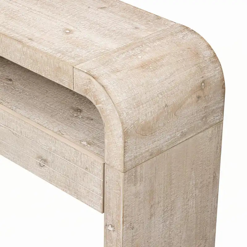 Natural Wood Wash Console Table with Storage
