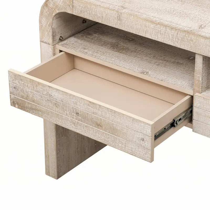 Natural Wood Wash Console Table with Storage