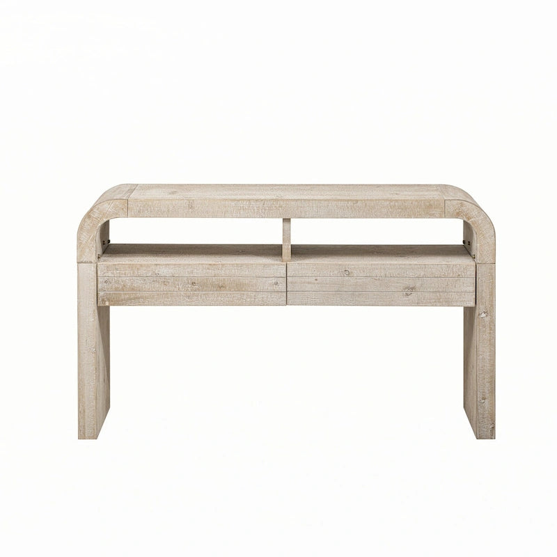 Natural Wood Wash Console Table with Storage