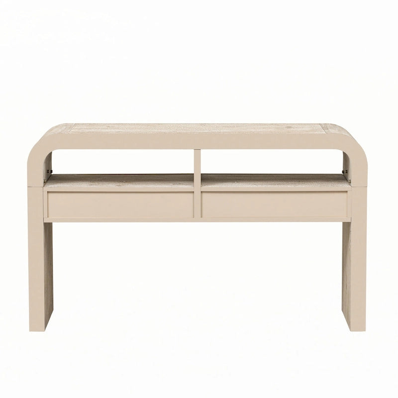 Natural Wood Wash Console Table with Storage