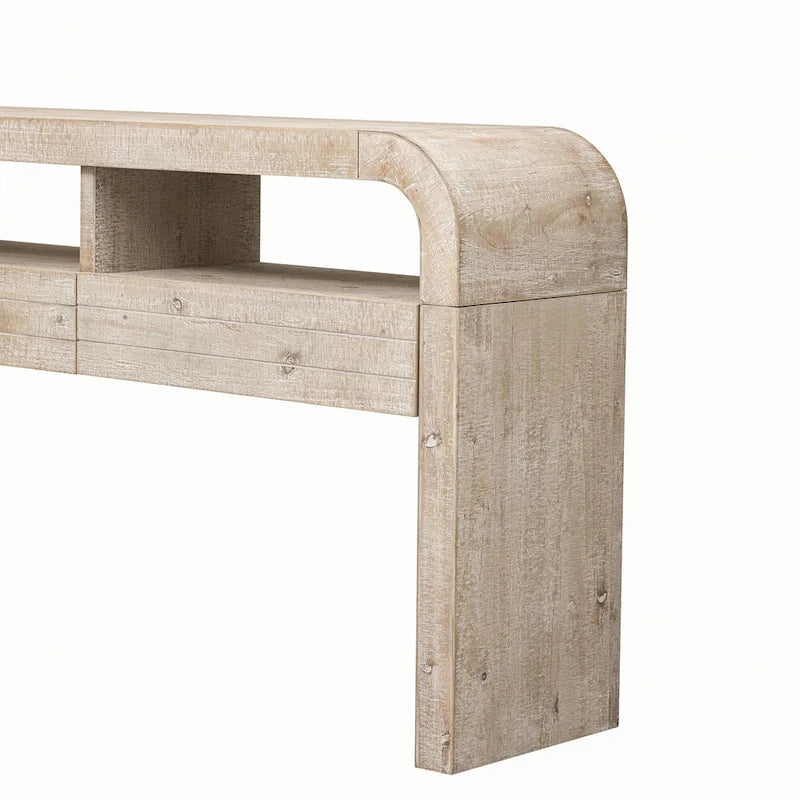 Natural Wood Wash Console Table with Storage