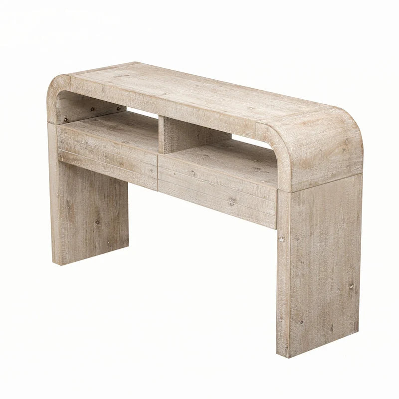 Natural Wood Wash Console Table with Storage