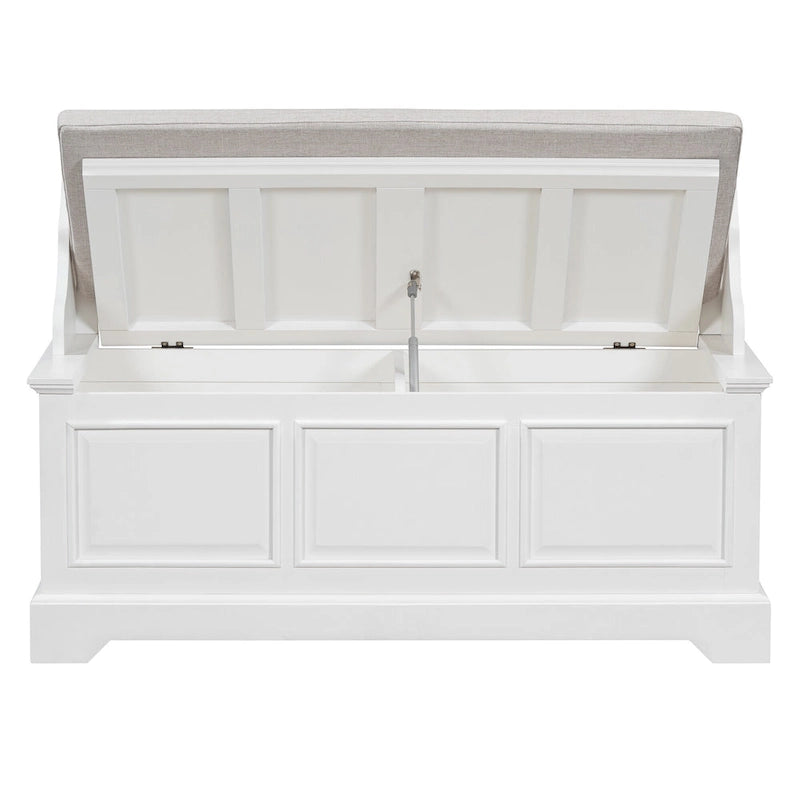 Vintage Wooden Shoe Storage Bench with Linen Cushion