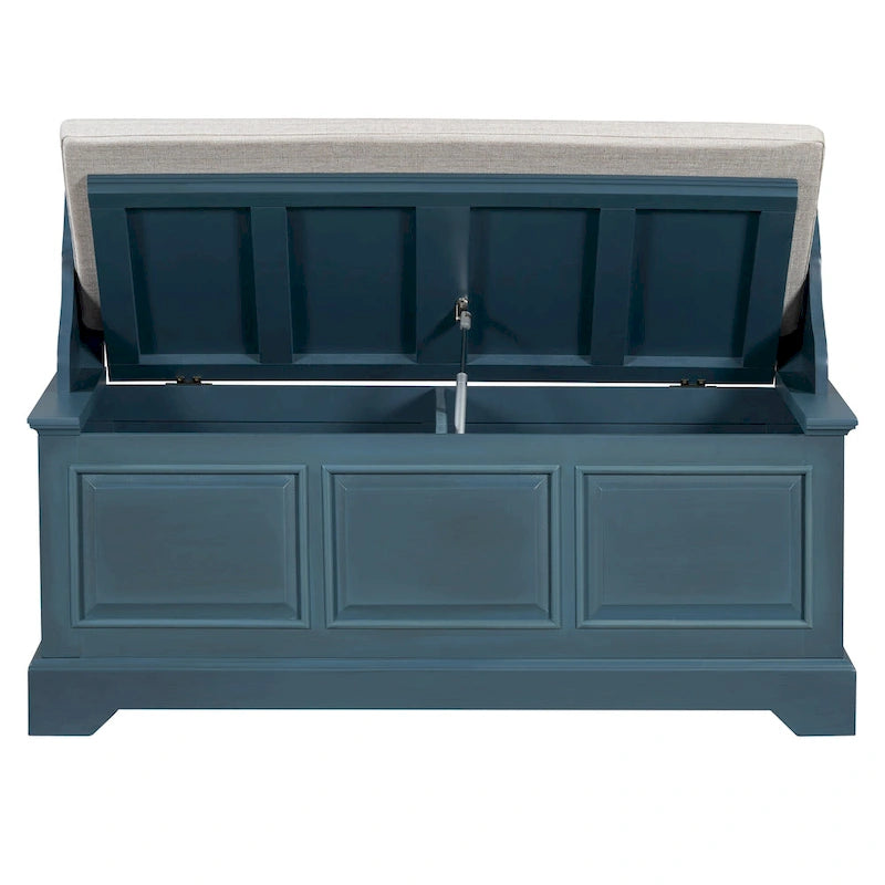 Vintage Wooden Shoe Storage Bench with Linen Cushion
