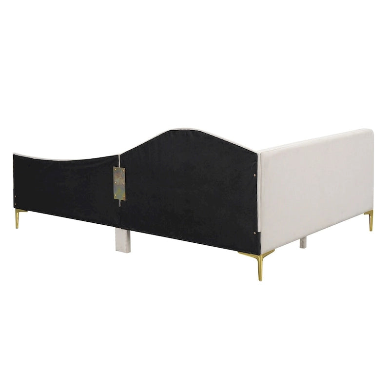 Linen Upholstered Daybed with Backrest and Armrest