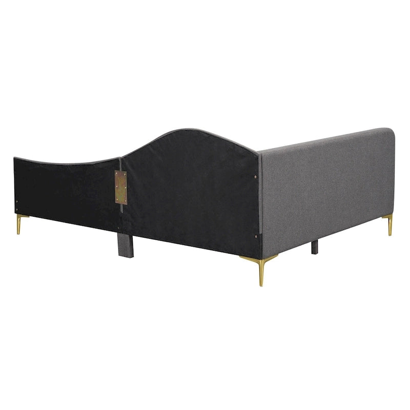 Linen Upholstered Daybed with Backrest and Armrest