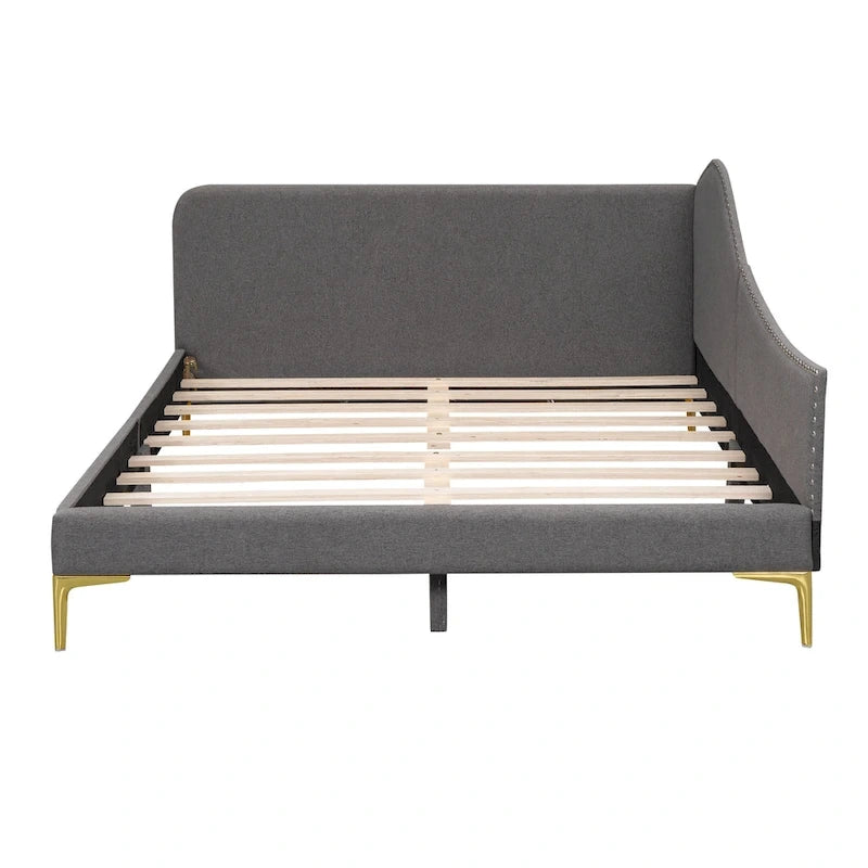Linen Upholstered Daybed with Backrest and Armrest