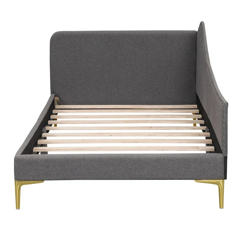 Linen Upholstered Daybed with Backrest and Armrest