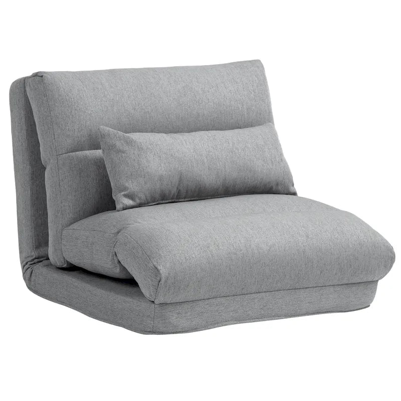 Gray Folding Floor Lounge Chair with Pillow