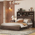 Queen Platform Bed with Storage Headboard and USB Ports