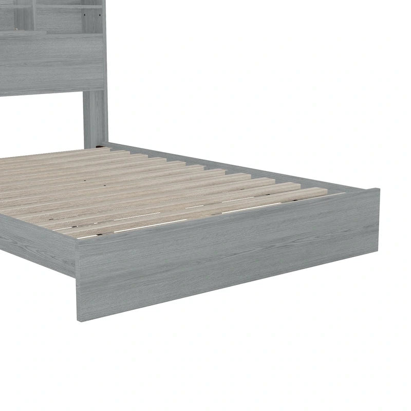 Queen Platform Bed with Storage Headboard and USB Ports