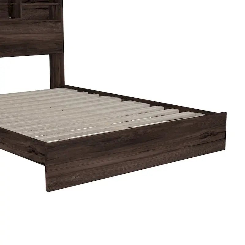 Queen Platform Bed with Storage Headboard and USB Ports