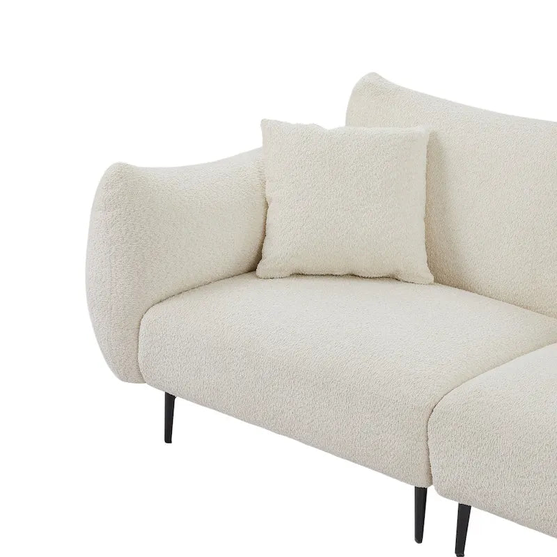 2-Seater Upholstered Sofa with Wood Frame and 2 Pillows