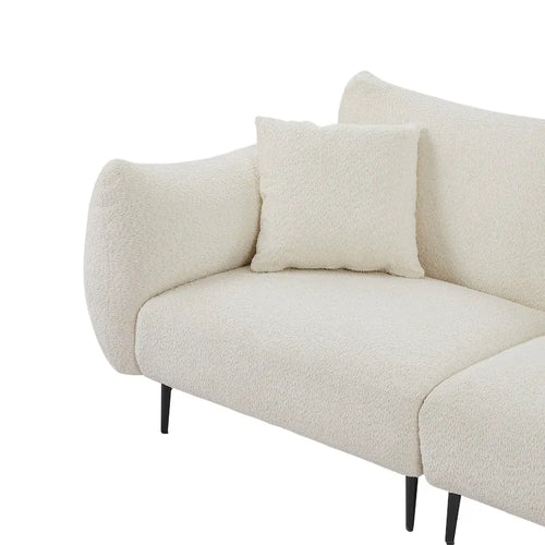 2-Seater Upholstered Sofa with Wood Frame and 2 Pillows