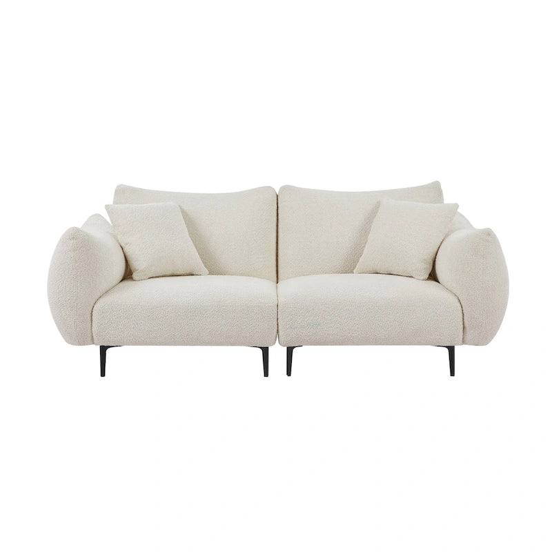 2-Seater Upholstered Sofa with Wood Frame and 2 Pillows