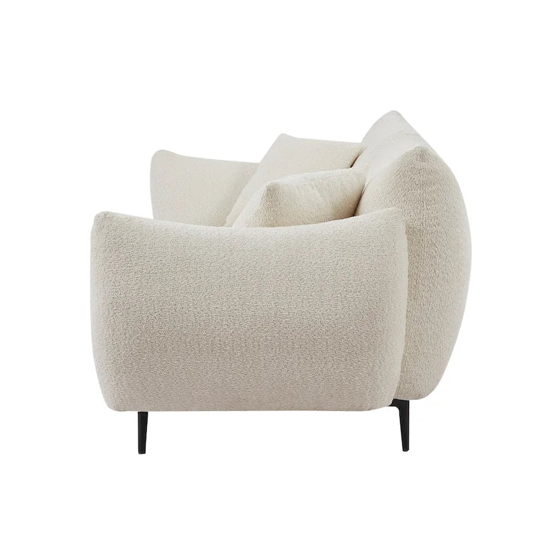 2-Seater Upholstered Sofa with Wood Frame and 2 Pillows