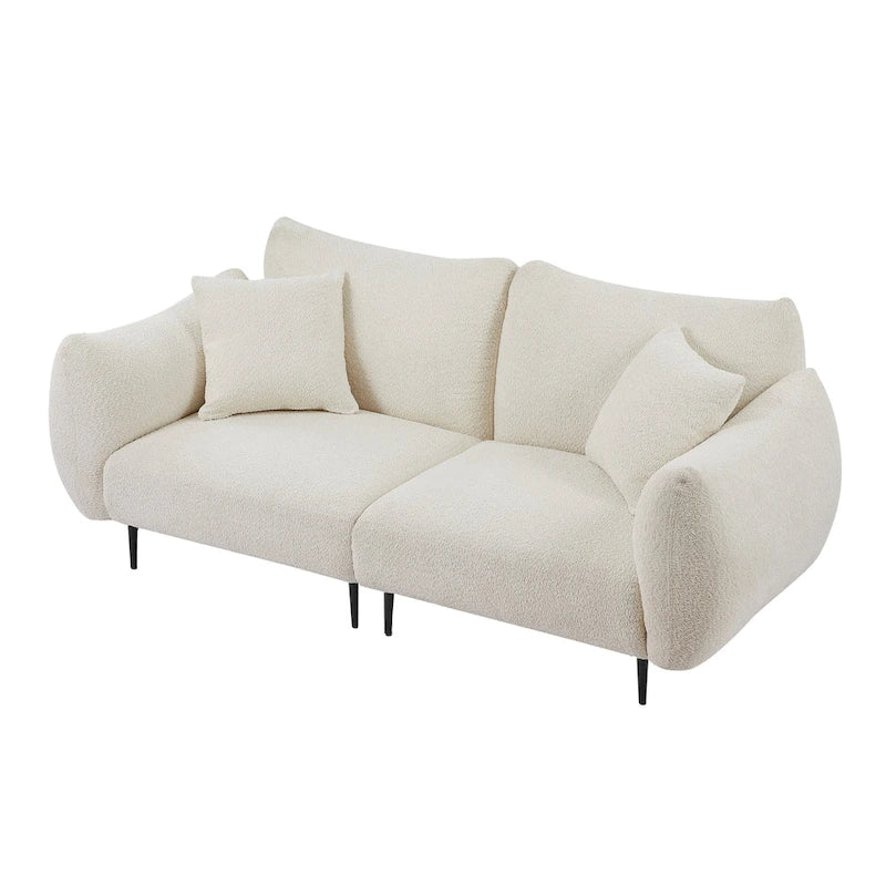 2-Seater Upholstered Sofa with Wood Frame and 2 Pillows